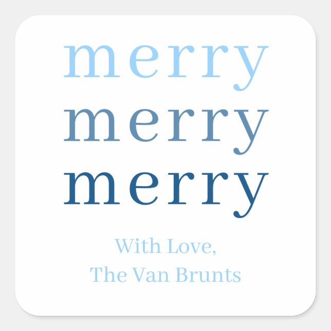 Blue Christmas Gift Tag Stickers (Front)