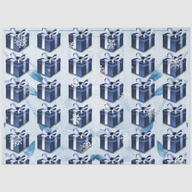 Blue Christmas Gift Tissue Paper (Front)