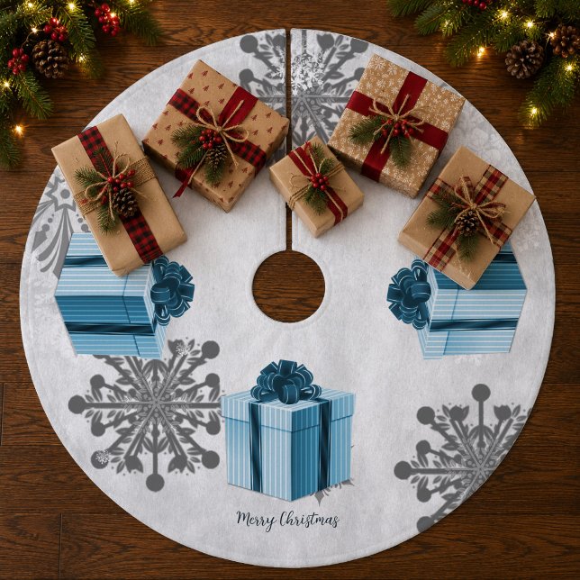 Blue Christmas Gift Tree Skirt (Blue Christmas Gift Tree Skirt)
