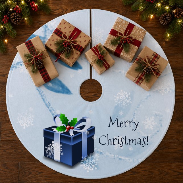 Blue Christmas Gift Tree Skirt (Blue Christmas Gift Tree Skirt)
