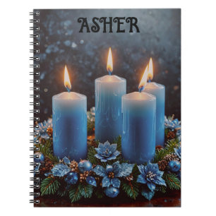 Blue Christmas Glow Spiral Notebook