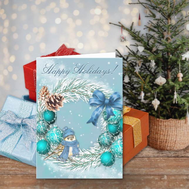 Blue Christmas Happy Holidays Greeting Card (Creator Uploaded)