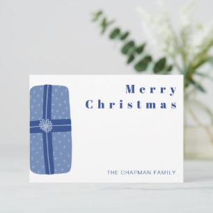 Blue Christmas Holiday Family Thank you Card