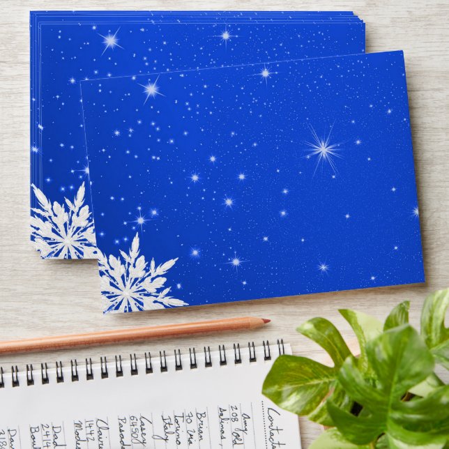 Blue Christmas Ice Crystal Twinkling A7 Envelopes (Stacked)