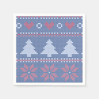Blue Christmas knitting pattern Napkin