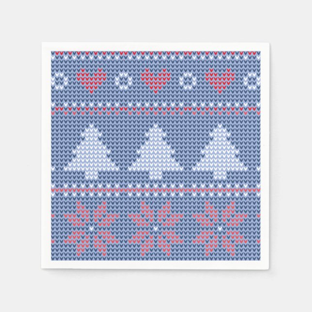 Blue Christmas knitting pattern Napkin (Front)