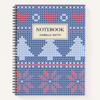 Blue Christmas knitting pattern Notebook