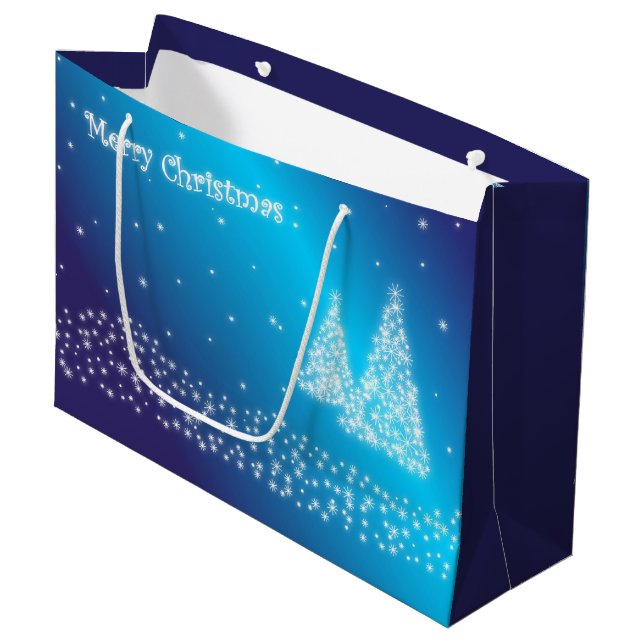 Blue Christmas Large Gift Bag (Front Angled)