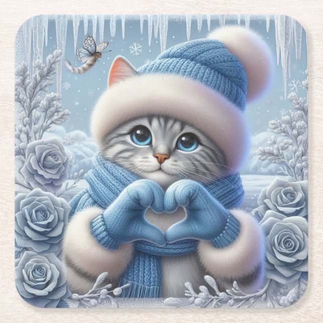 Blue Christmas Love Coaster (Front)