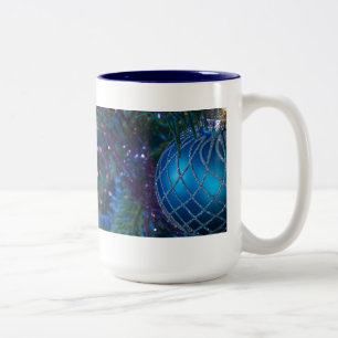 Blue Christmas Ornament Two-Tone Coffee Mug