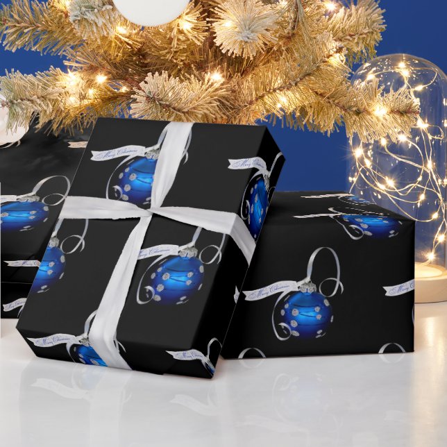 Blue Christmas Ornament  Wrapping Paper (Holidays)