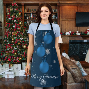 Blue Christmas Ornaments Apron