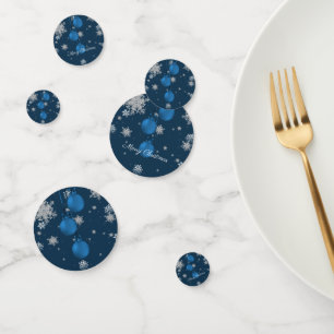 Blue Christmas Ornaments Confetti