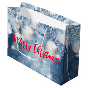 Blue Christmas Ornaments  Large Gift Bag
