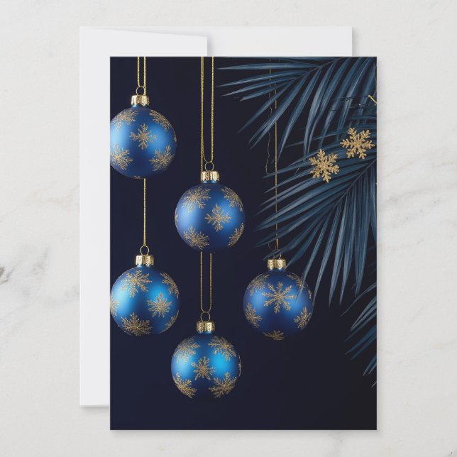 Blue Christmas Ornaments 🎄✨ Winter Frost Sapphire Card (Front)