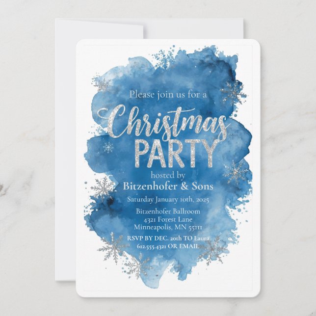 Blue Christmas Party Invitation (Front)