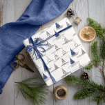 Blue Christmas Pattern#5 ID1009 Wrapping Paper<br><div class="desc">If you are wondering what colour combinations to pick for your Christmas decor and gift wrap supplies this year, I've created collections of coordinating patterns to make life just a bit easier. This eye-catching sketched design of abstract fir trees in a minimalist pattern is shown here in blue and black...</div>