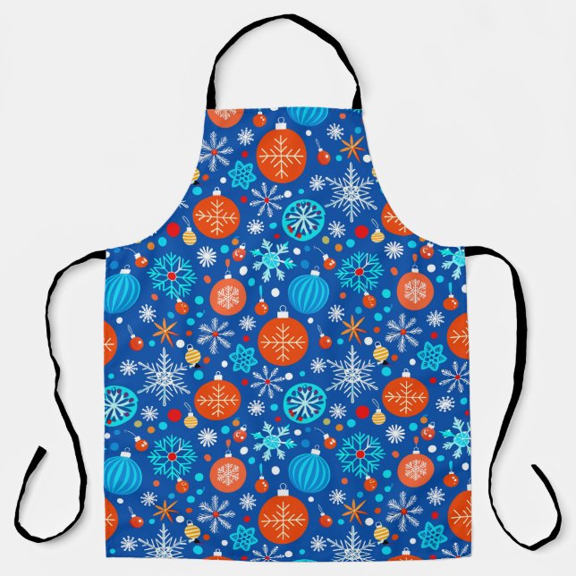 🎁Blue Christmas Pattern Festive Gift ✨ Apron (Front)