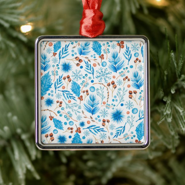 Blue Christmas Pattern Metal Tree Decoration (Tree)