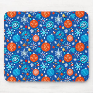 Blue christmas pattern mouse pad