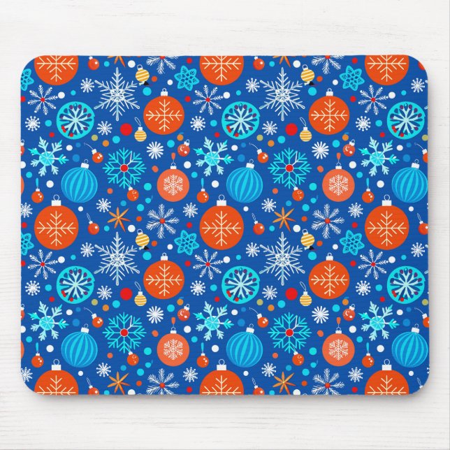 Blue christmas pattern mouse pad (Front)