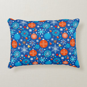 ❄️ Blue Christmas Pattern Winter Holiday Decor ❄️ Decorative Cushion