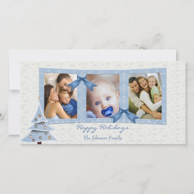 Blue Christmas Photo Card (Front)