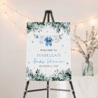 Blue Christmas Santa Baby Baby Shower Welcome Sign