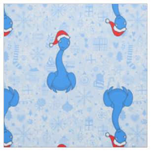 blue christmas santa claus Loch ness Monster Fabric