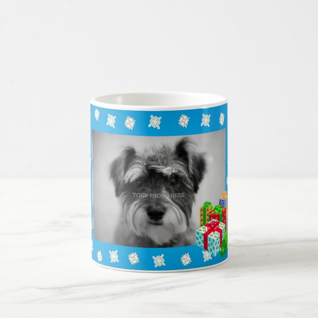 Blue Christmas Snow Photo Frame Coffee Mug (Center)