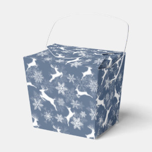 Blue Christmas snowflakes deer pattern Favour Box