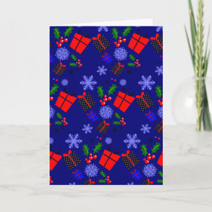 blue christmas snowflakes holly invitation