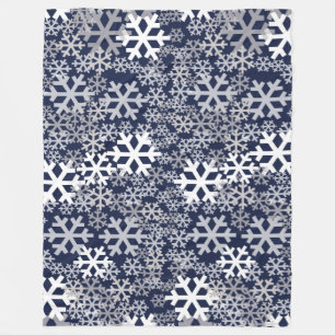 Blue Christmas Snowflakes Pattern Fleece Blanket