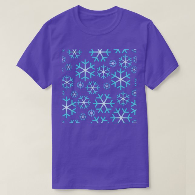 Blue Christmas Snowflakes Pattern T-Shirt (Design Front)