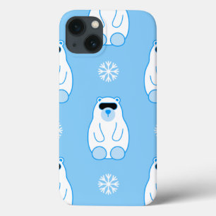blue christmas snowflakes polar bear iPhone 13 case