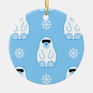 blue christmas snowflakes polar bear ceramic tree decoration