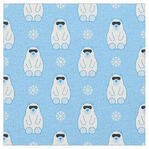 blue christmas snowflakes polar bear fabric