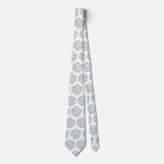 Blue Christmas Snowflakes, Winter Blizzard Pattern Tie