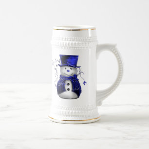 Blue Christmas Snowman Beer Stein