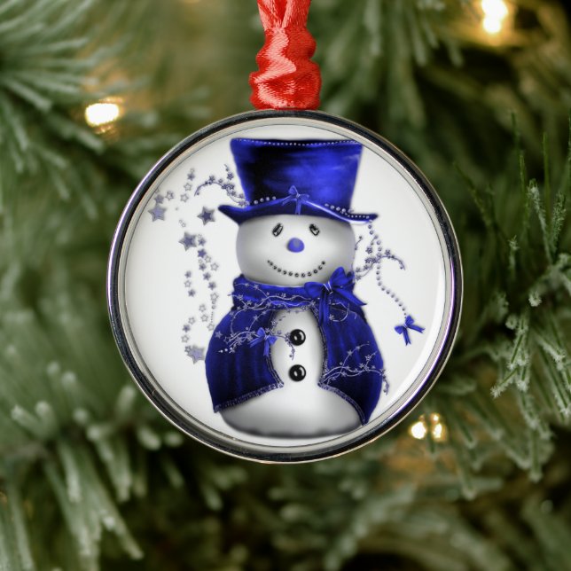 Blue Christmas Snowman Metal Tree Decoration (Tree)