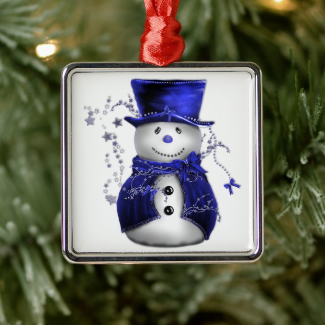 Blue Christmas Snowman Metal Tree Decoration (Tree)