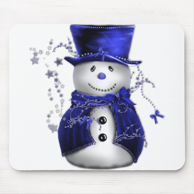 Blue Christmas Snowman Mouse Pad (Front)
