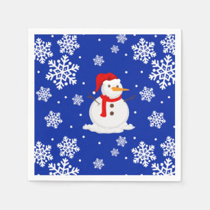 Blue christmas Snowman Snowflakes Napkin