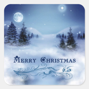 Blue Christmas Square Sticker