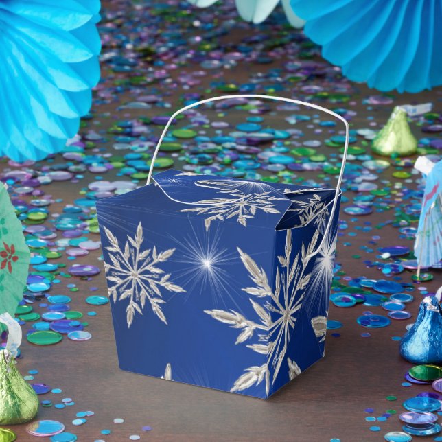 Blue Christmas stars with white ice crystal Favour Box (Party)