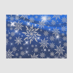 Blue Christmas stars with white ice crystal Tissue Paper