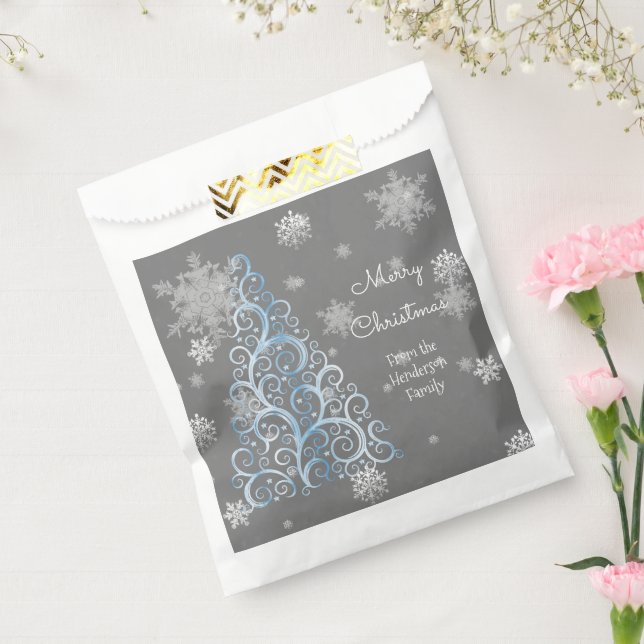 Blue Christmas Tree and Snowflakes Favour Bag (Sealed)
