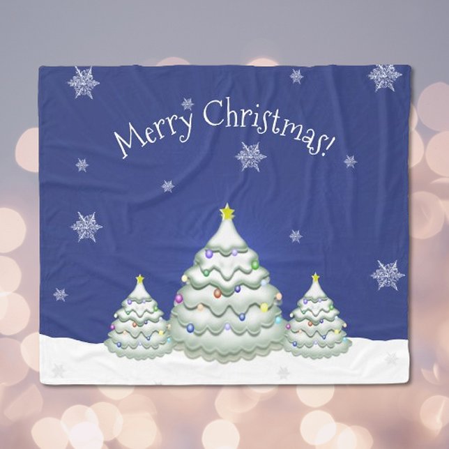 Blue Christmas Tree Blanket (Blue Christmas Tree Fleece Blanket)