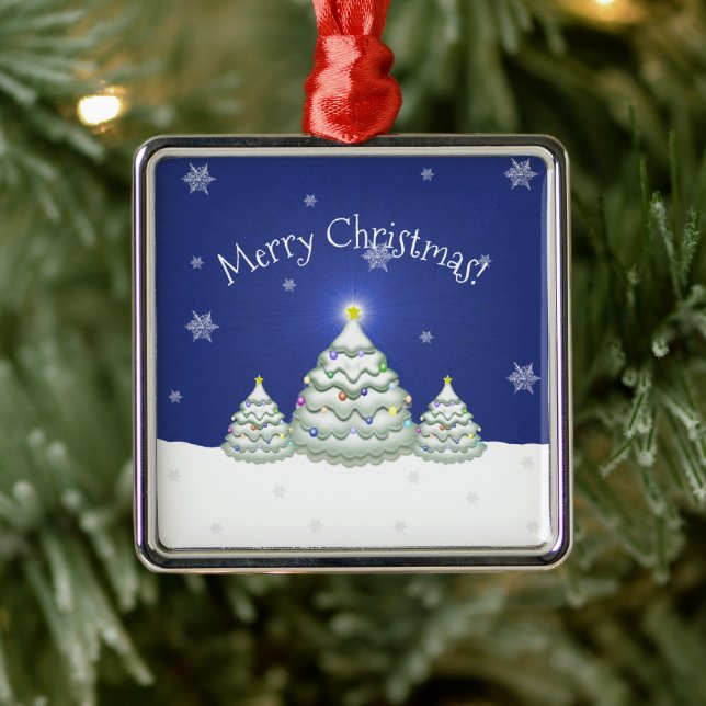 Blue Christmas Tree Ceramic Ornament (Tree)
