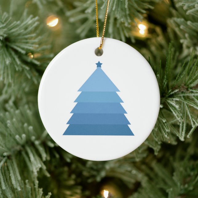 Blue Christmas Tree Ceramic Ornament (Tree)